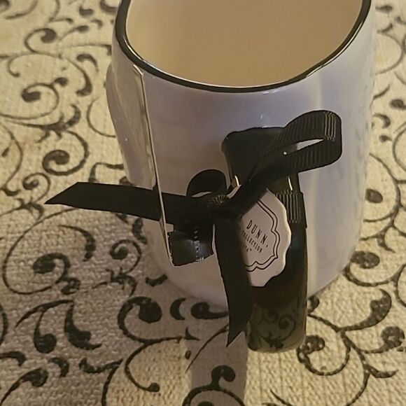 White Mug with Black Handle and Bow #2 - Picture 3 of 9